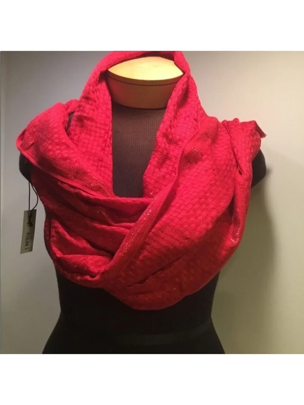 Apt 9 Basket Weave Lurex Pashmina oblong scarfs set of two red & blue